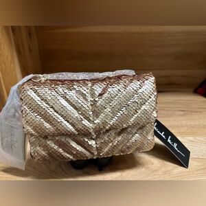 Nicole Miller Gold Sequin Faux crossbody Bag NWT